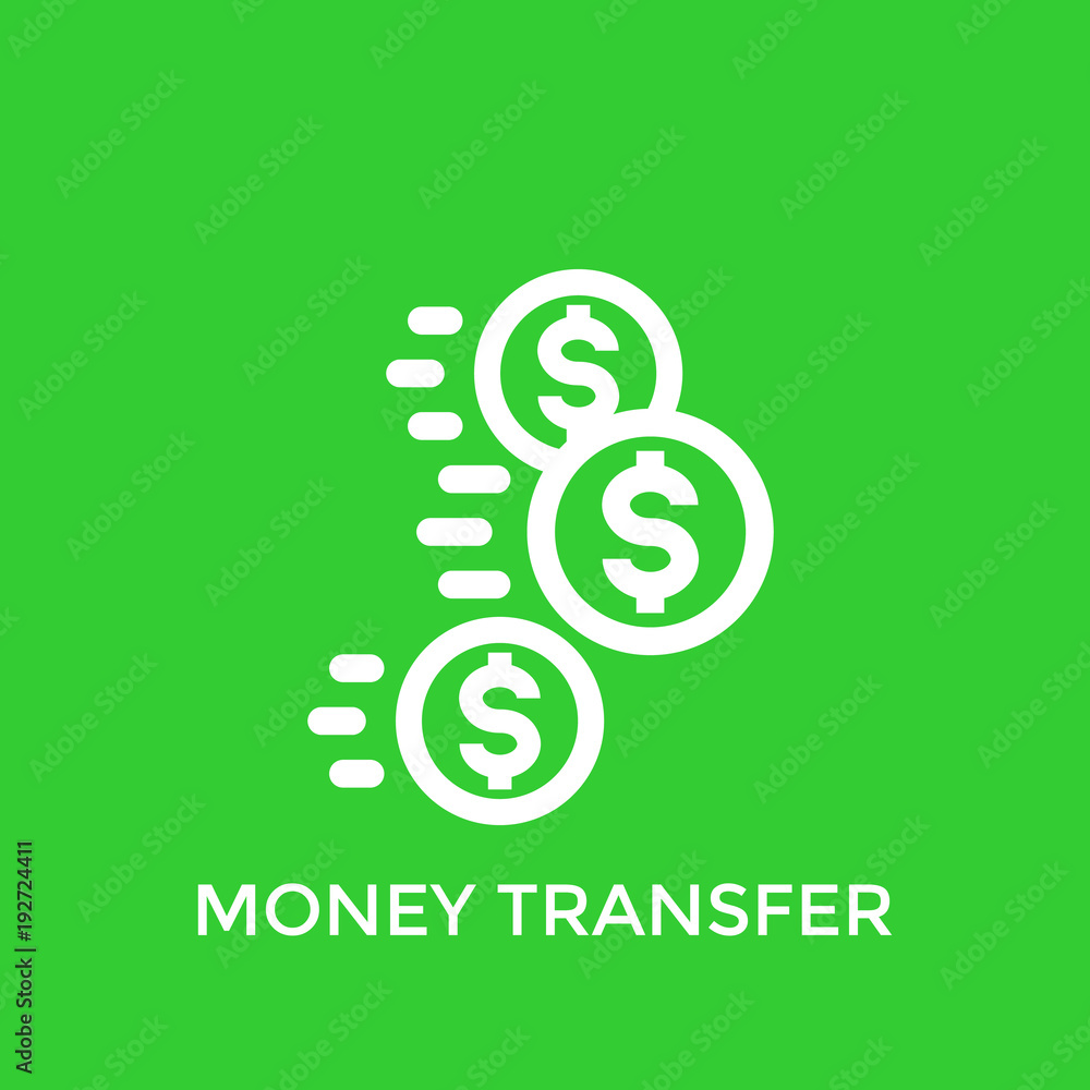 Sticker money transfer, payments vector icon