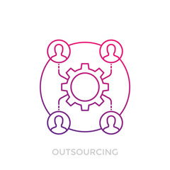 outsourcing icon on white, linear