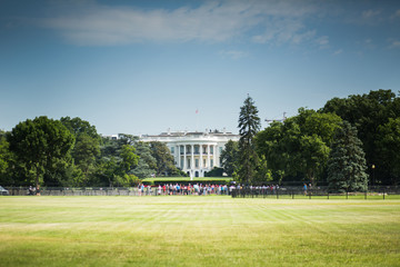 White house, the seat of the president of USA, protected by heavy fence and wall, Washingtron, DC