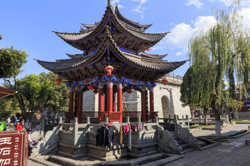 Naklejka premium Tower in the old town of Dali China