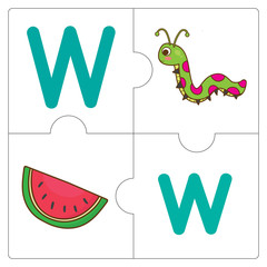 The jigsaw puzzle match words - W