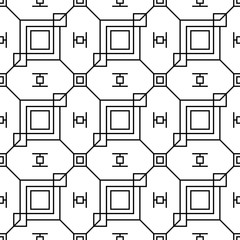 Abstract geometric lines black and white seamless pattern
