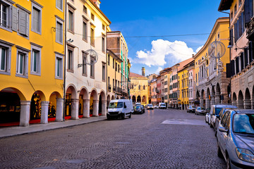 Fototapeta na wymiar Colorful street in Udine landmarks view