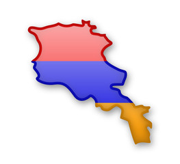 Obraz premium Armenia flag and contour of the country.