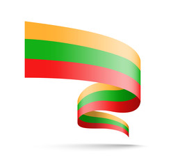 Lithuania flag in the form of wave ribbon.