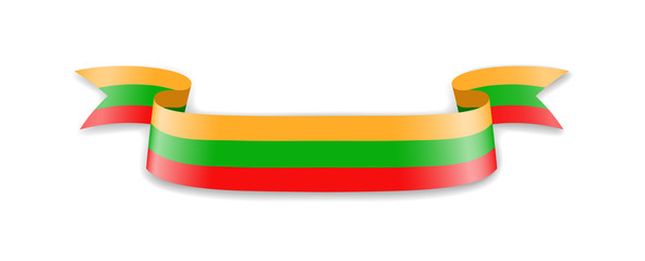 Obraz premium Lithuania flag in the form of wave ribbon.