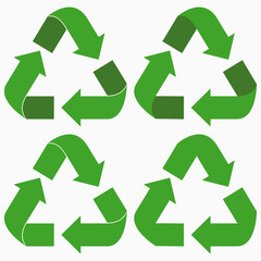 Green recycle arrows set. Vector illustration.