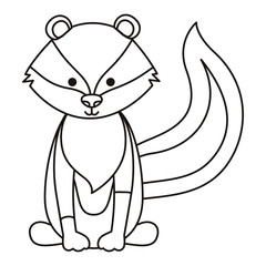 cute skunk woodland character vector illustration design