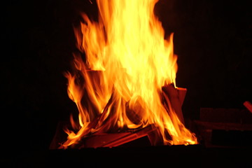 Burning flames close-up background