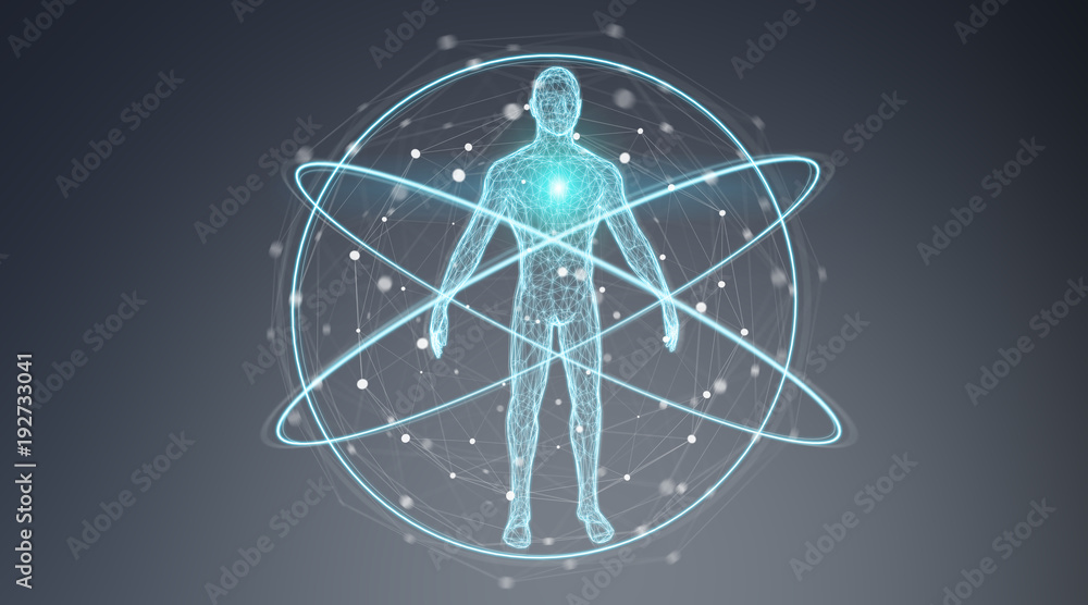 Aufkleber Digital x-ray human body scan background interface 3D rendering
