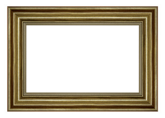 Black vintage wood picture frame isolated on white background