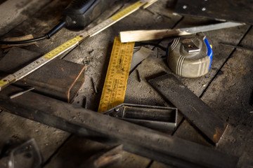  tools on the table in the workshop