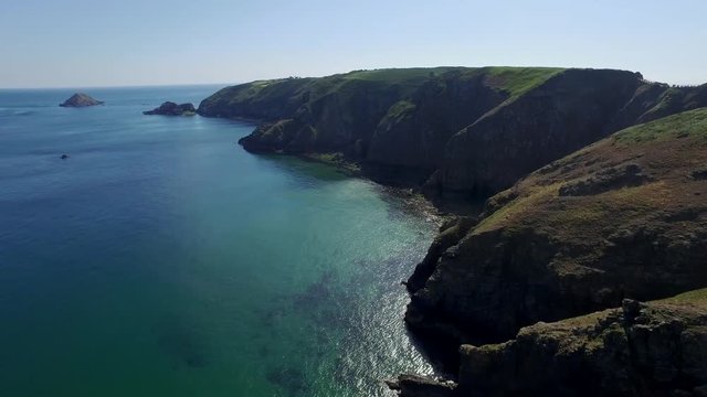 Fly above Sark the crown jewel of the Channel Islands, United Kingdom ( aerial footage )
