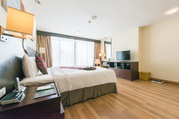 Pillow on bed decoration interior of hotel room