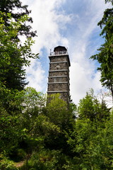 Pajndl lookout tower at top of Tisovsky Mount in Krusne Hory, Bohemia, Czech Republic