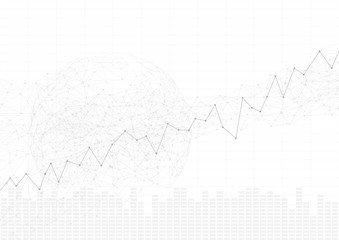 Candle stick graph chart in financial market with world, Forex trading graphic concept, vector
