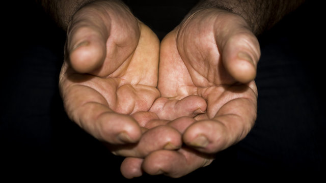 Rough, Calloused Hands Of The Old Male