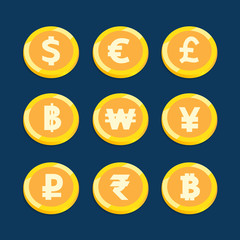 Coin currency set vector design for business finance .