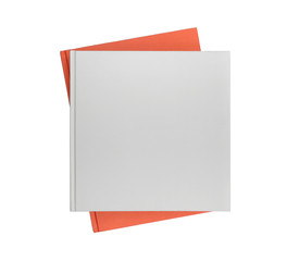 Blank cover gray book and orange book on white background