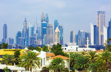 Fototapeta na wymiar Residental area and financial center of Dubai city,United Arab Emirates