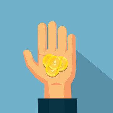 The coin on the hand .Vector design for business finance.