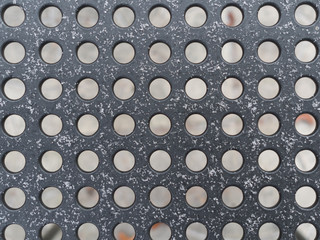 Snow over pavement tile in winter early morning