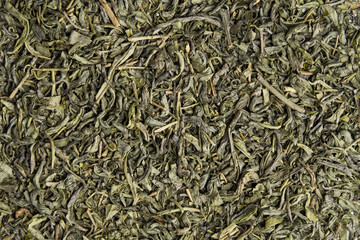 dried green tea leafs