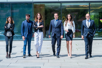 Portrait Of young successfull Business Team Outside Office.