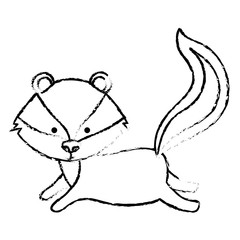 cute skunk woodland character vector illustration design