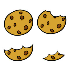 Chocolate Chip Cookies, hand drawing cartoon vector.