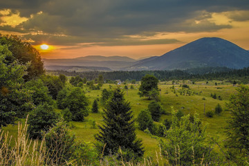Beautiful landscape of Montenegro, Montenegro mountains, sea and mountains. Panorama