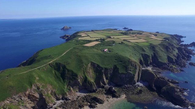 Fly above Sark the crown jewel of the Channel Islands, United Kingdom ( aerial footage )