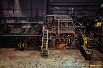 interior of an old abandoned steel factory in western Europe