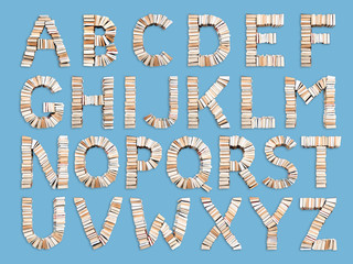 Alphabet arranged from books