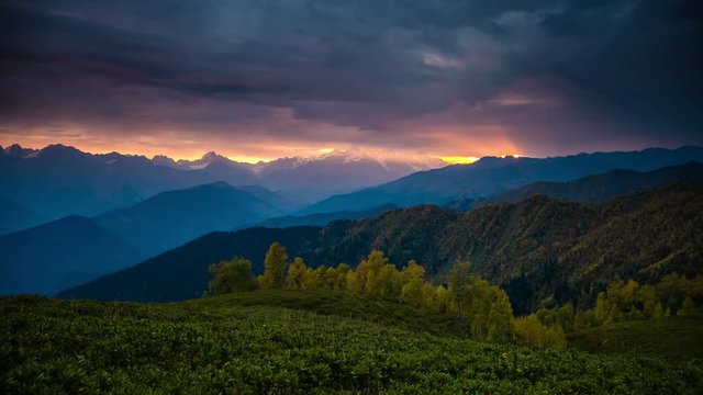 Breathtaking view of the Mt. Ushba. High Caucasus ridge.