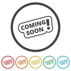 Coming Soon icon, sign, 6 Colors Included