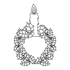 christmas crown wreath with candle vector illustration design