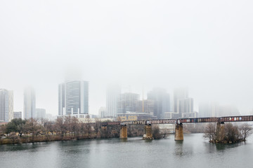 Fototapeta premium Foggy Day Austin Skyline
