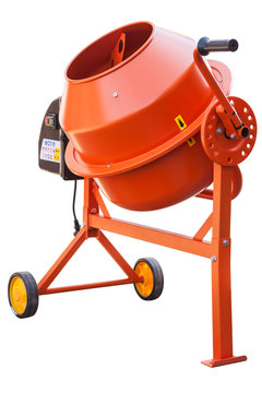 Orange Concrete mixer