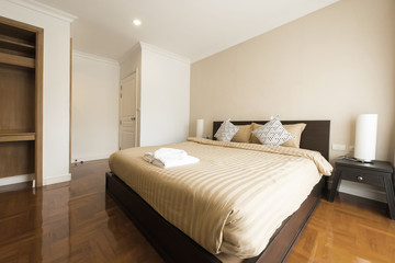 Bedroom interior. Comfortable bedroom with nice decoration