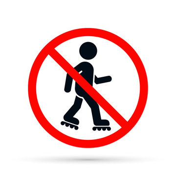 No roller skates Sign. Vector isolated illustration