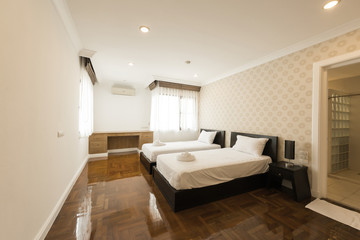 Fototapeta na wymiar Bedroom interior. Comfortable bedroom with nice decoration