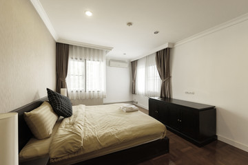 Bedroom interior. Comfortable bedroom with nice decoration