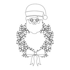 christmas crown wreath with santa claus character vector illustration design