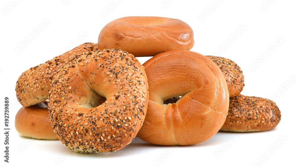 Wall mural Everything Bagels Isolated on White background