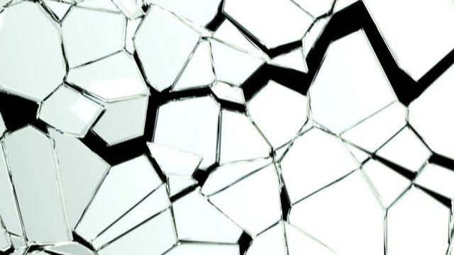 Broken and damaged glass slow motion Alpha matte