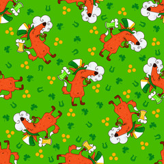 Saint Patrick's Day patterns with foxes and irish simbols