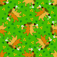 Saint Patrick's Day patterns with foxes and irish simbols