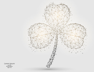 Abstract Clover with three leaves sign icon. It consists of triangles, lines in the starry sky. The symbol of St. Patrick's day. Vector illustration of the EPS 10.