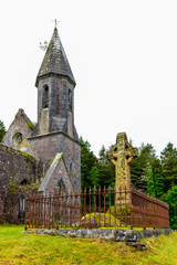 Celtic cross of Toormakeady Church, Lough Mask County Mayo in Ireland. 